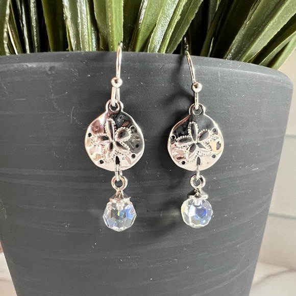 Swarovski Jewelry - Swarovski Crystal Silver Dollar and Clear Crystal Dangle Earrings